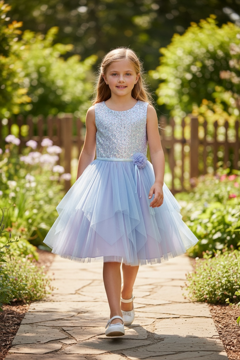Enchanted Blue Sequin & Tulle Princess Dress - Size 6