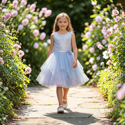 Enchanted Blue Sequin & Tulle Princess Dress - Size 6