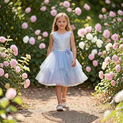 Enchanted Blue Sequin & Tulle Princess Dress - Size 6