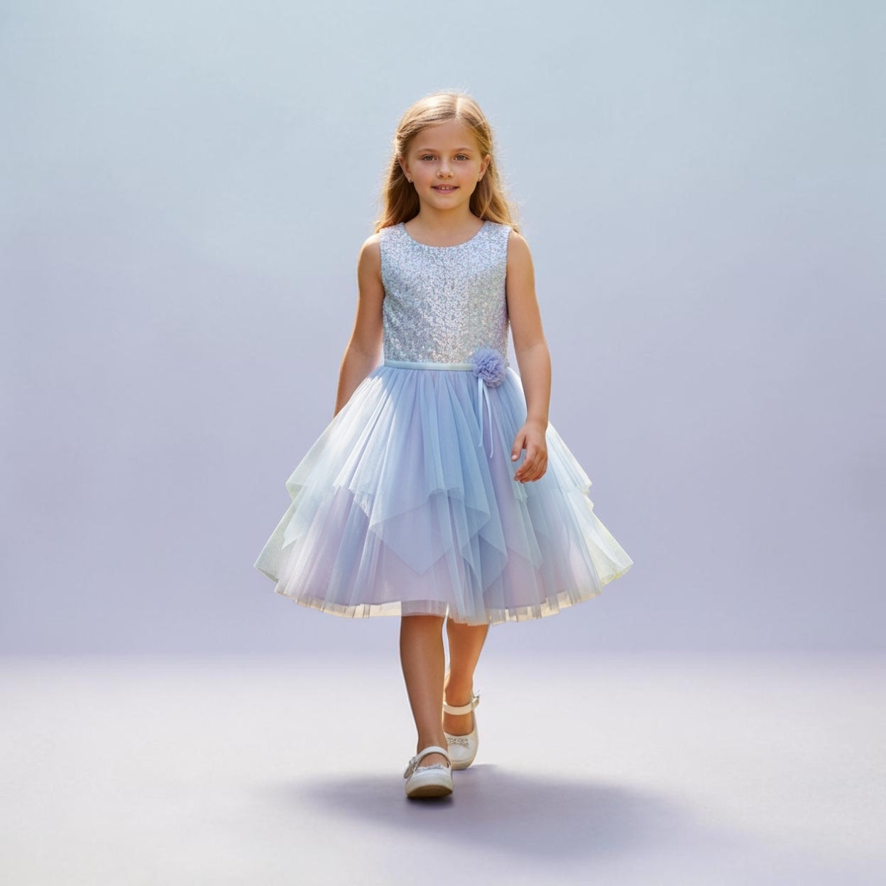 Enchanted Blue Sequin & Tulle Princess Dress - Size 6