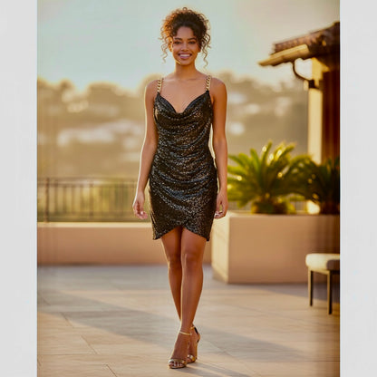 NWT Siena Elegant Sequin Cocktail Dress Size 4