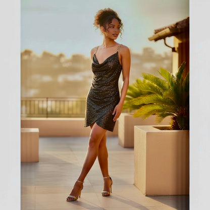 NWT Siena Elegant Sequin Cocktail Dress Size 4